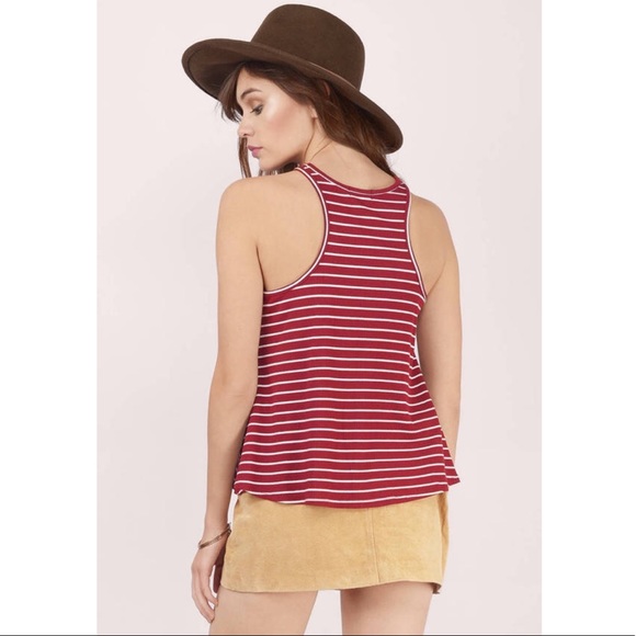 Tobi Between the Lines Burgundy Striped Tank Top - Picture 3 of 4